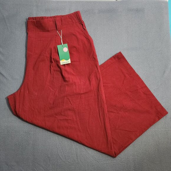 Halara Flex Women 3X Plus Maroon High Waisted Pocket Wide Leg Waffle Work Pants - Picture 1 of 10